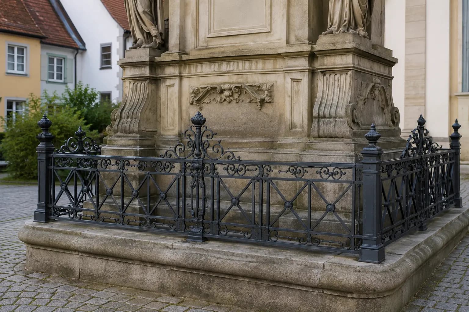 Schmiedeeisernes Geländer am Denkmal frisch gestrichen – Maler Stelz GmbH Erfurt
